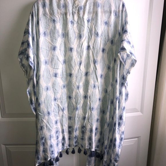 C.A.S.L.O.N Carlson Women's Blue Tie Dye Beach Cover up one‎ Size OSFM New - Picture 10 of 10